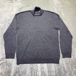 Bossini Mens XL Gray 100% Merino Wool Turtleneck Sweater Long Sleeve Preppy